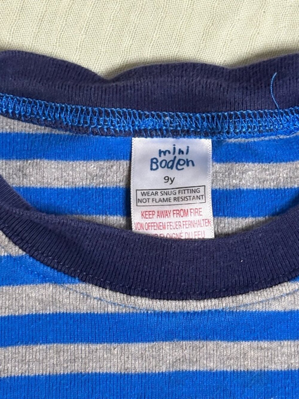 Mini Boden Blue & Gray Striped Short Sleeve Pajama Set 9Y - Picture 2 of 8